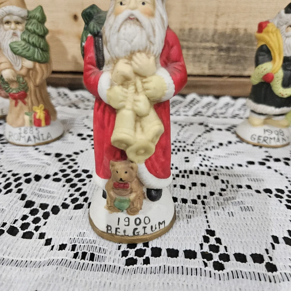 Hand-Painted Multicolor International Santa Figurine Set of 6